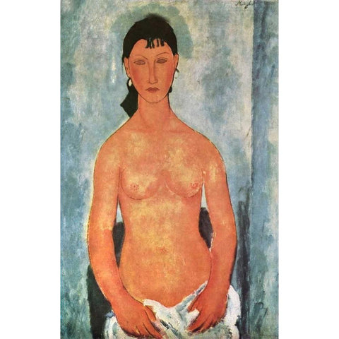 Elvire Gold Ornate Wood Framed Art Print with Double Matting by Modigliani, Amedeo