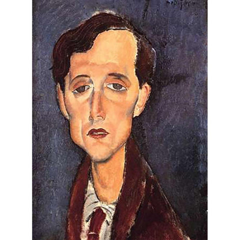 Franz Hellens White Modern Wood Framed Art Print by Modigliani, Amedeo