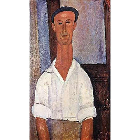 Gaston Modot White Modern Wood Framed Art Print by Modigliani, Amedeo
