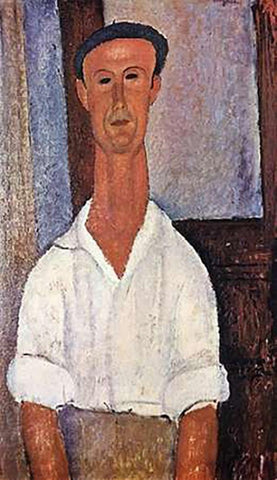 Gaston Modot Black Ornate Wood Framed Art Print with Double Matting by Modigliani, Amedeo