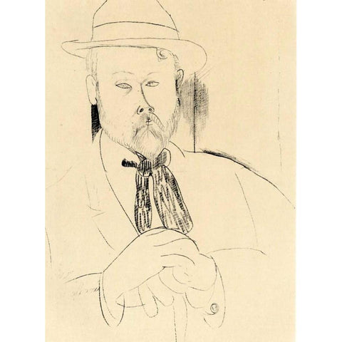 Gillet Gold Ornate Wood Framed Art Print with Double Matting by Modigliani, Amedeo