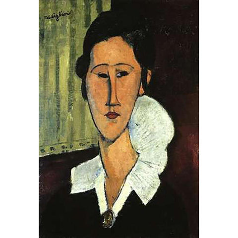 Hanka Zborowska White Modern Wood Framed Art Print by Modigliani, Amedeo