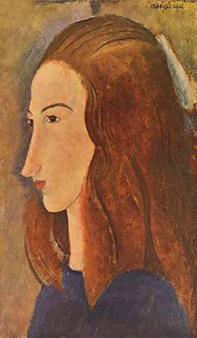 Head Of A Woman Black Ornate Wood Framed Art Print with Double Matting by Modigliani, Amedeo