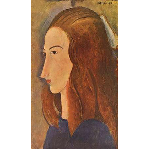 Head Of A Woman Black Modern Wood Framed Art Print with Double Matting by Modigliani, Amedeo