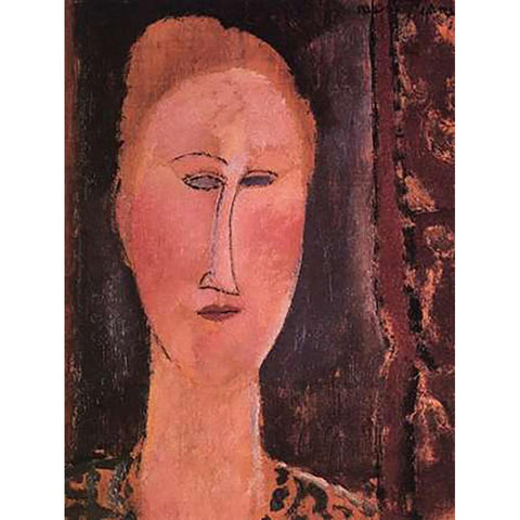 Head Of A Woman 2 Gold Ornate Wood Framed Art Print with Double Matting by Modigliani, Amedeo