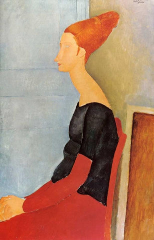 Hebuterne X White Modern Wood Framed Art Print with Double Matting by Modigliani, Amedeo
