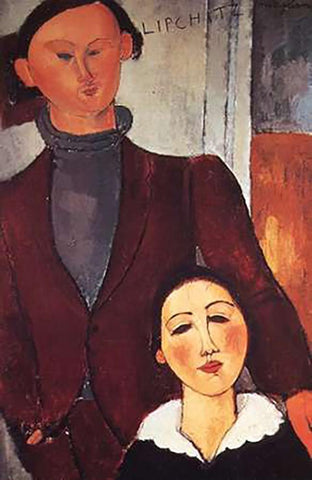 Jacues Lipchitz Andwife White Modern Wood Framed Art Print with Double Matting by Modigliani, Amedeo