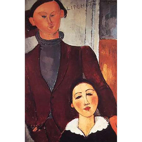 Jacues Lipchitz Andwife Gold Ornate Wood Framed Art Print with Double Matting by Modigliani, Amedeo