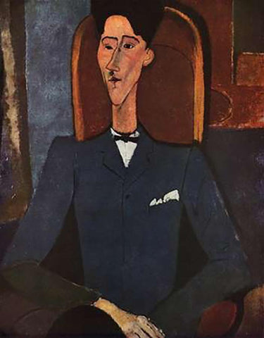 Jean Cocteau White Modern Wood Framed Art Print with Double Matting by Modigliani, Amedeo