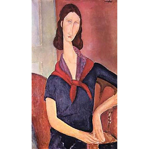 Jeanne Hebuterne White Modern Wood Framed Art Print by Modigliani, Amedeo