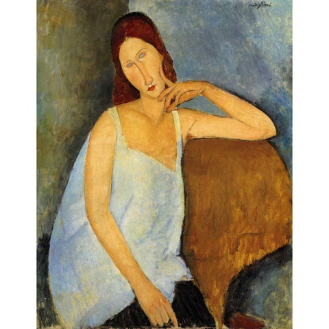 Jeanne Hebuterne 1 Gold Ornate Wood Framed Art Print with Double Matting by Modigliani, Amedeo