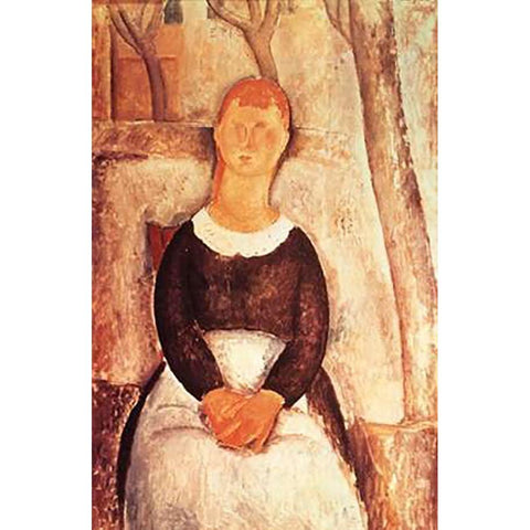 La Belle Epiciere Gold Ornate Wood Framed Art Print with Double Matting by Modigliani, Amedeo