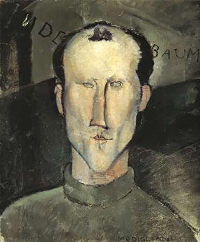 Leon Indebaum Black Ornate Wood Framed Art Print with Double Matting by Modigliani, Amedeo