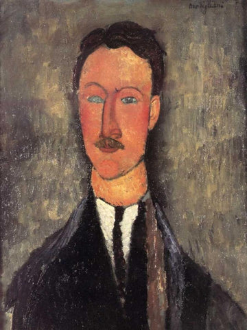 Leopold Survage Black Ornate Wood Framed Art Print with Double Matting by Modigliani, Amedeo