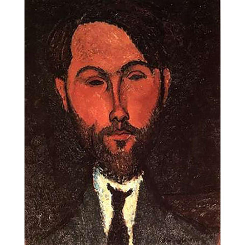 Leopold Zborowski Black Modern Wood Framed Art Print with Double Matting by Modigliani, Amedeo
