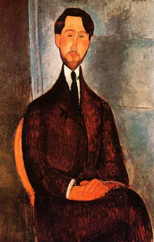 Leopold Zborowski White Modern Wood Framed Art Print with Double Matting by Modigliani, Amedeo