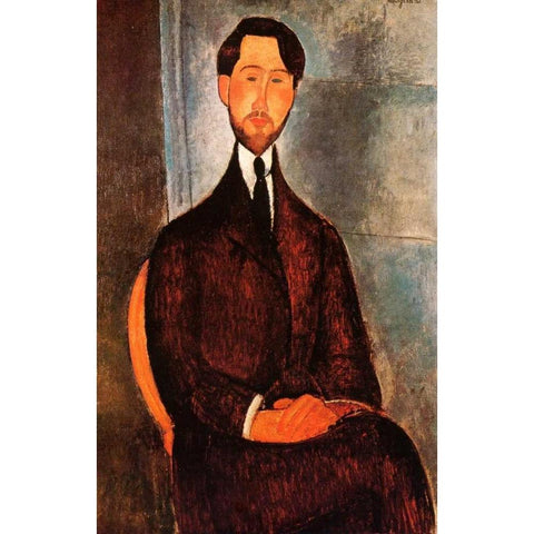 Leopold Zborowski Black Modern Wood Framed Art Print with Double Matting by Modigliani, Amedeo