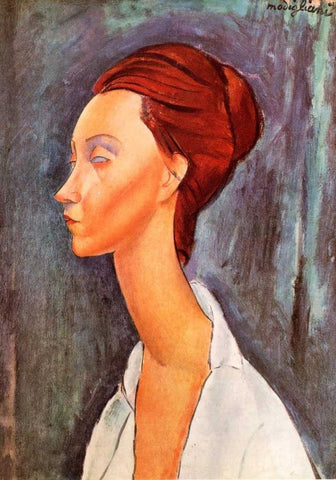 Lunia Czechowska 0 Black Ornate Wood Framed Art Print with Double Matting by Modigliani, Amedeo