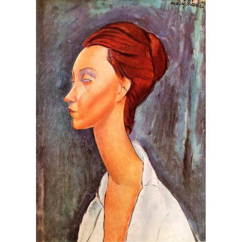 Lunia Czechowska 0 Black Modern Wood Framed Art Print with Double Matting by Modigliani, Amedeo