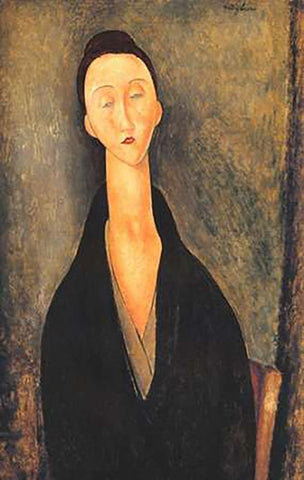 Lunia Czechowska 1 Black Ornate Wood Framed Art Print with Double Matting by Modigliani, Amedeo