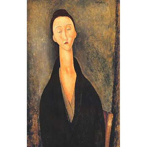 Lunia Czechowska 1 Black Modern Wood Framed Art Print by Modigliani, Amedeo