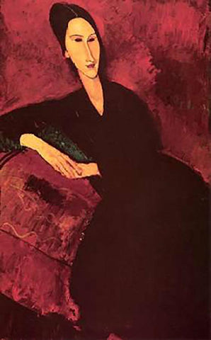 Madame Zborowski On A Sofa White Modern Wood Framed Art Print with Double Matting by Modigliani, Amedeo