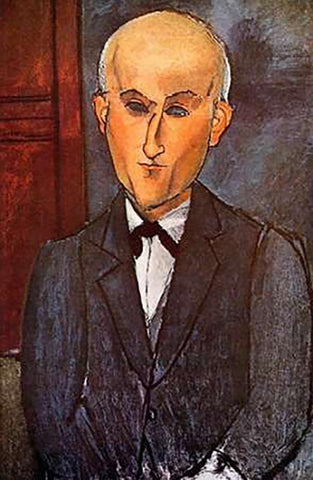 Max Jacob White Modern Wood Framed Art Print with Double Matting by Modigliani, Amedeo