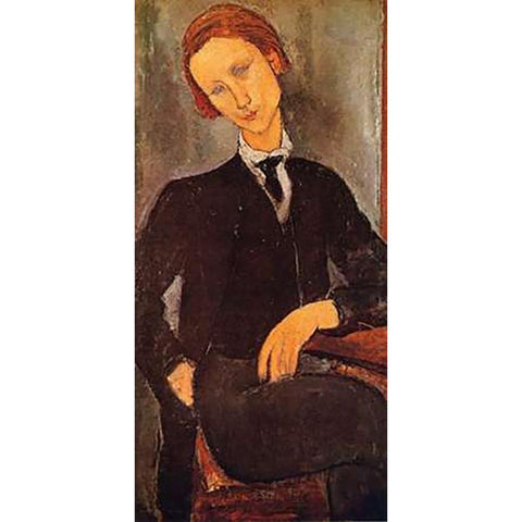 Monsieur Baranowski White Modern Wood Framed Art Print by Modigliani, Amedeo