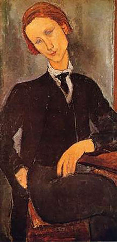 Monsieur Baranowski Black Ornate Wood Framed Art Print with Double Matting by Modigliani, Amedeo