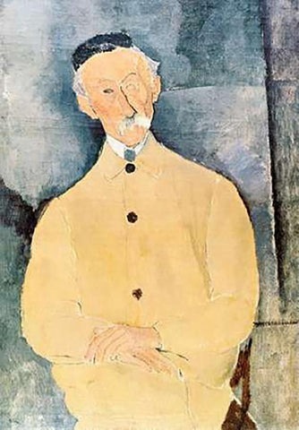 Monsieur Lepoutre Black Ornate Wood Framed Art Print with Double Matting by Modigliani, Amedeo