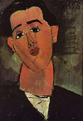 Painter Juan Gris Black Ornate Wood Framed Art Print with Double Matting by Modigliani, Amedeo