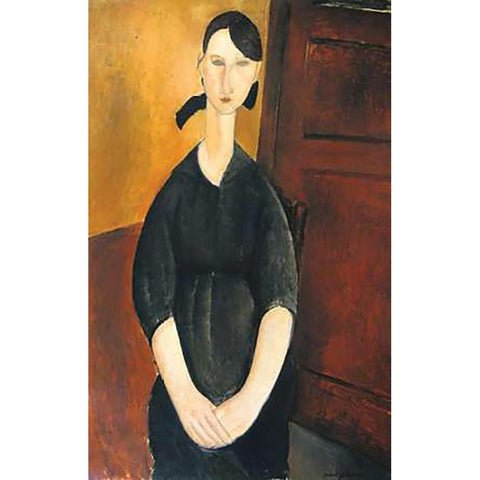 Paulette Jourdain White Modern Wood Framed Art Print by Modigliani, Amedeo