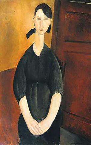 Paulette Jourdain White Modern Wood Framed Art Print with Double Matting by Modigliani, Amedeo