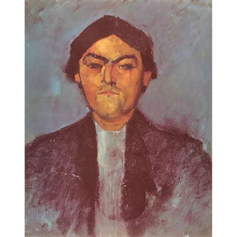 Pedro White Modern Wood Framed Art Print by Modigliani, Amedeo