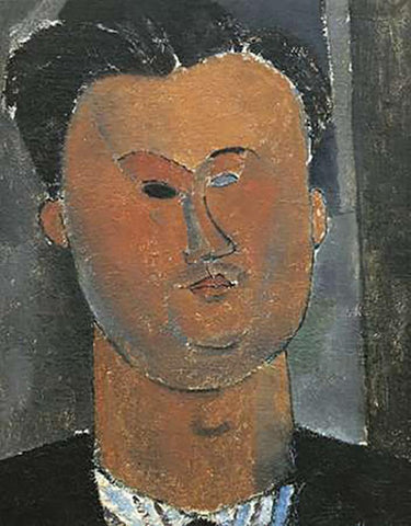 Pierre Reverdy Black Ornate Wood Framed Art Print with Double Matting by Modigliani, Amedeo