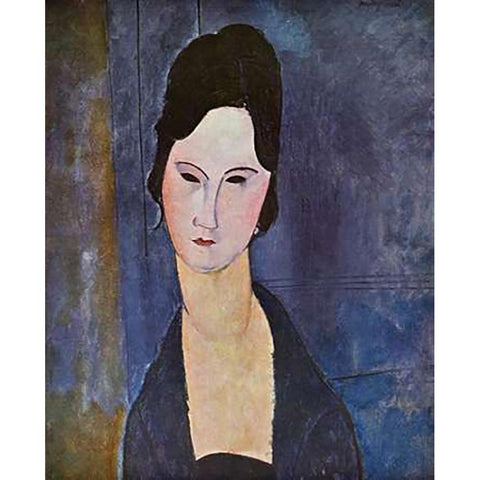 Portrait Of A Woman White Modern Wood Framed Art Print by Modigliani, Amedeo