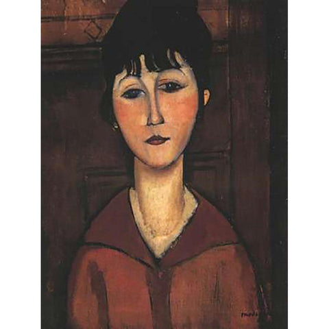 Portrait Of A Young Woman Gold Ornate Wood Framed Art Print with Double Matting by Modigliani, Amedeo