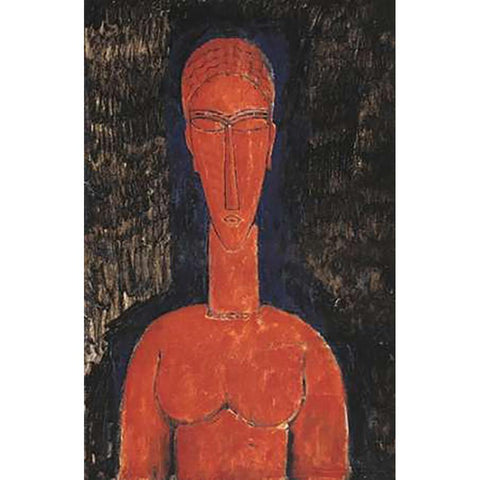 Red Bust White Modern Wood Framed Art Print by Modigliani, Amedeo