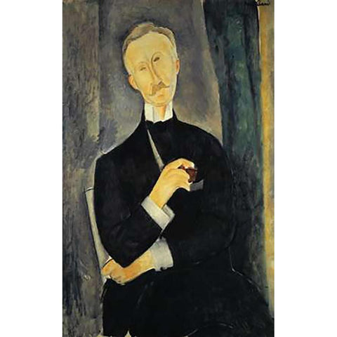 Roger Dutilleul White Modern Wood Framed Art Print by Modigliani, Amedeo