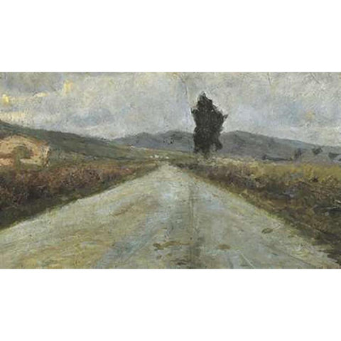 Small Tuscan Road Gold Ornate Wood Framed Art Print with Double Matting by Modigliani, Amedeo