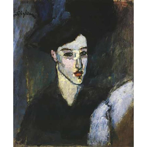 The Jewess 1 White Modern Wood Framed Art Print by Modigliani, Amedeo