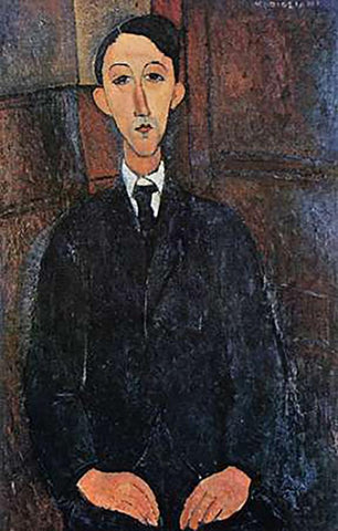 The Painter White Modern Wood Framed Art Print with Double Matting by Modigliani, Amedeo