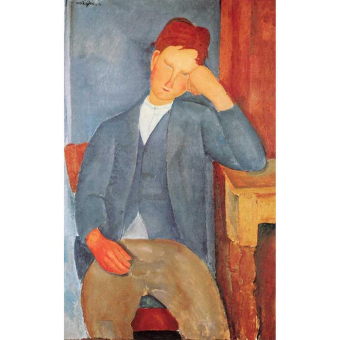 The Young Apprentice White Modern Wood Framed Art Print by Modigliani, Amedeo