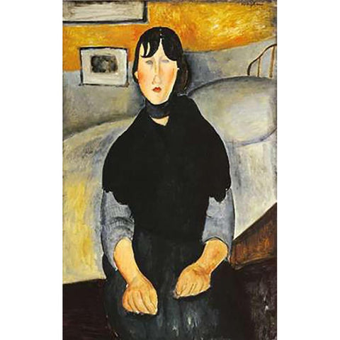 Young Woman Of The People Gold Ornate Wood Framed Art Print with Double Matting by Modigliani, Amedeo