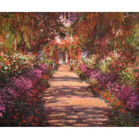 A Lane In Monets Garden Giverny II Black Modern Wood Framed Art Print by Monet, Claude