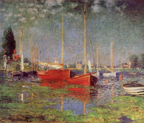 Argenteuil, 1875 White Modern Wood Framed Art Print with Double Matting by Monet, Claude