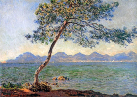 Au Cap DAntibes 1888 White Modern Wood Framed Art Print with Double Matting by Monet, Claude