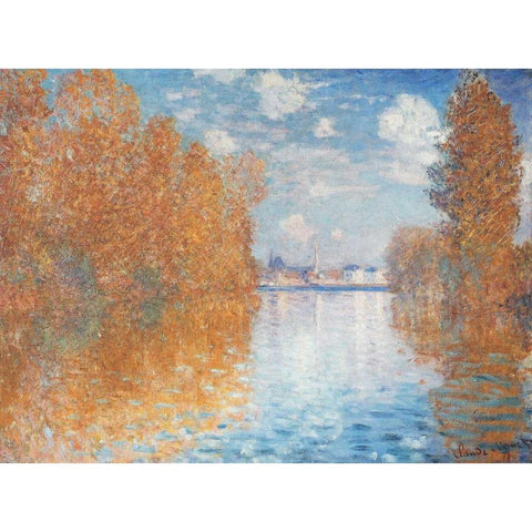 Autumn Effect at Argenteuil, 1873 Black Modern Wood Framed Art Print by Monet, Claude