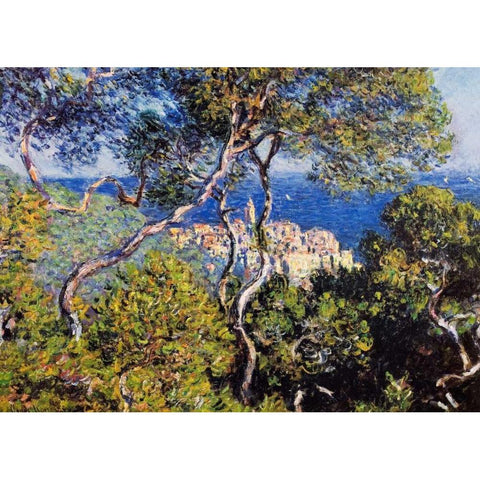 Bordighera Black Modern Wood Framed Art Print with Double Matting by Monet, Claude