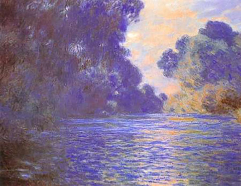 Branch Of The Seine Near Giverny 1897 White Modern Wood Framed Art Print with Double Matting by Monet, Claude